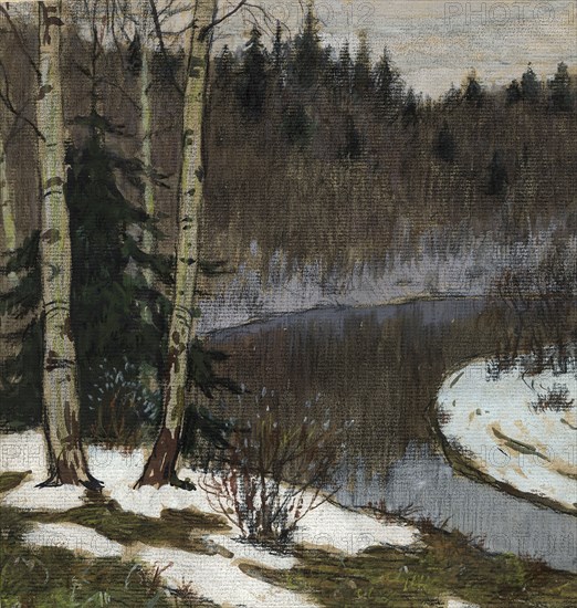 Thawed Patches in the Taiga near Krasnoyarsk. Early Spring, 1904. Creator: Boris Vasilievich Smirnov.