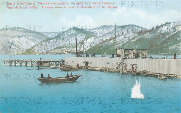 Diving work on the pier of Lake Baikal, 1904-1917. Creator: Unknown.