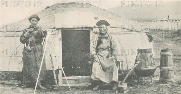 Tunguz in front of the yurt, 1904-1917. Creator: Unknown.