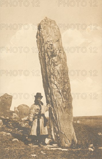 Abakan steppe. Corner stone of the "Khan's" mound, 1904-1917. Creator: Unknown.