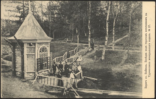 Shore of Lake Baikal. Gazebo over the hot spring at Turkinskiye Mineral Waters, 1905. Creator: Unknown.