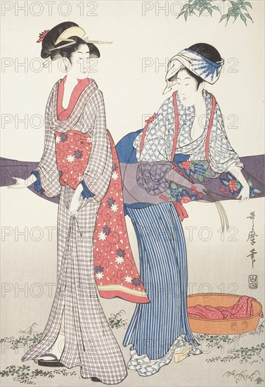 Women Stretching Silk (image 1 of 3), between c1797 and c1798. Creator: Kitagawa Utamaro.