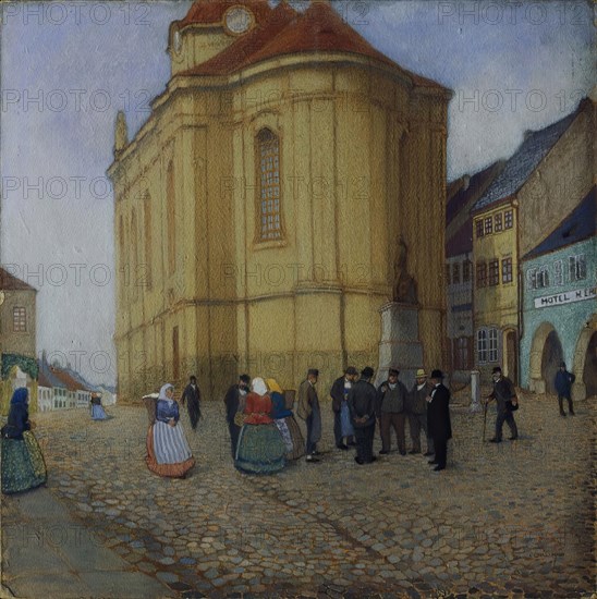 Church in Auscha, 1901. Creator: Emil Orlik.