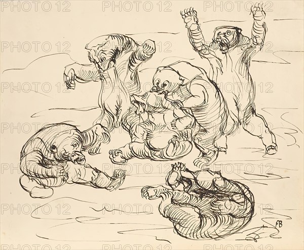 Brawling bears, 1909. Creator: Franz Barwig the Elder.
