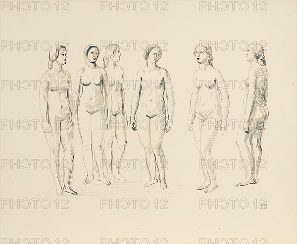 Six female nudes, 1930. Creator: Franz Barwig the Elder.