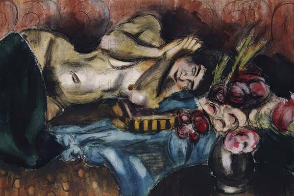 Semi-nude with a bouquet of roses, 1920. Creator: Henri Victor Gabriel Le Fauconnier.