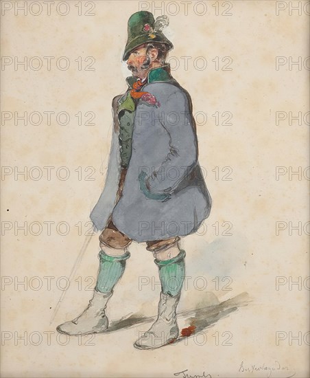 Farmer in Berchtesgadner costume, around 1840. Creator: Johann Friedrich Treml.