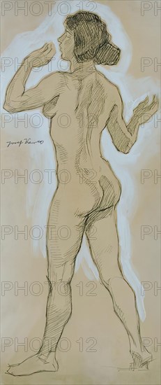 Back nude, head to the left, 1925. Creator: Josef Wawra.