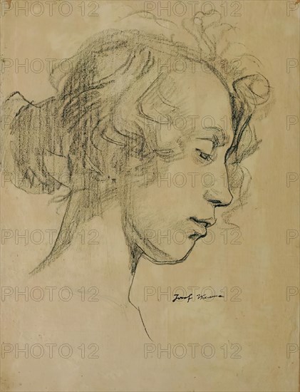 Girl's head in profile, 1920. Creator: Josef Wawra.