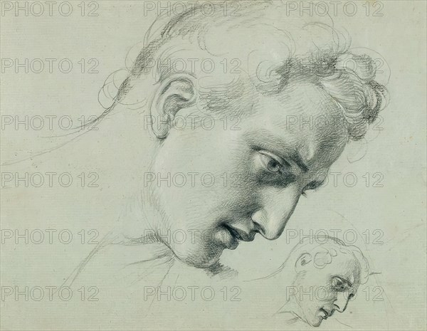 Head study for "Arindal and Daura", around 1820/1855. Creator: Johann Peter Krafft.