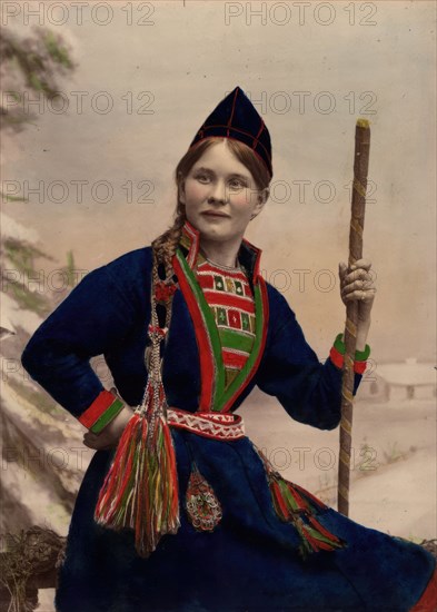 Woman in Sami costume, 1870-1898. S Creator: Helene Edlund.