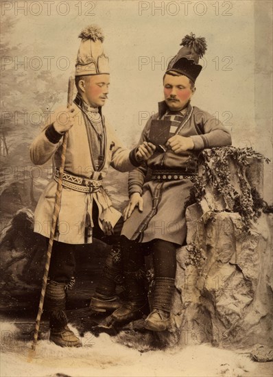 Two Sami men, 1890-1900. Creator: Helene Edlund.