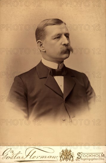 Male portrait: Andrée, Salomon (1854-1897), engineer, physicist, polar researcher, 1896. Creator: Gosta Florman.