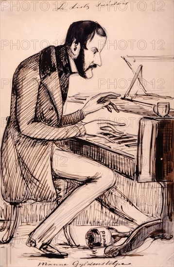 Count Emanuel Gyldenstolpe plays Listz on the piano. (c1850s)  Creator: Fritz von Dardel.