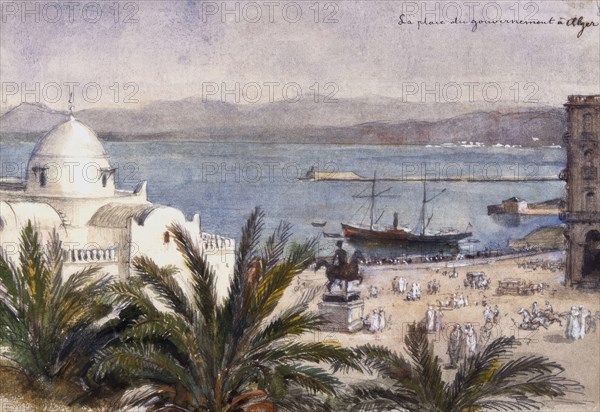 La place du gouvernement à Algiers. (c1850s) Creator: Fritz von Dardel.