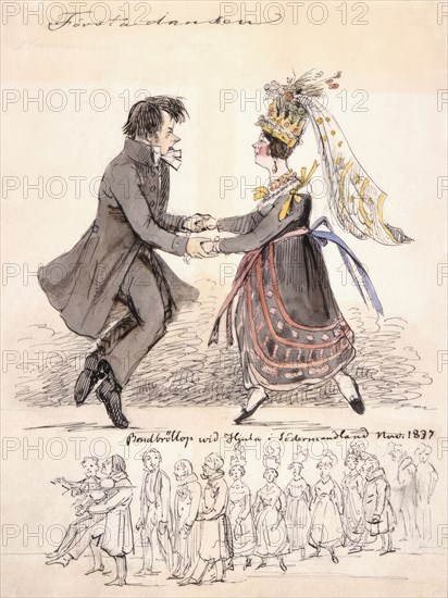 First Dance. "Farmer wedding at Hjula in Södermanland Nov. 1837", 1837. Creator: Fritz von Dardel.