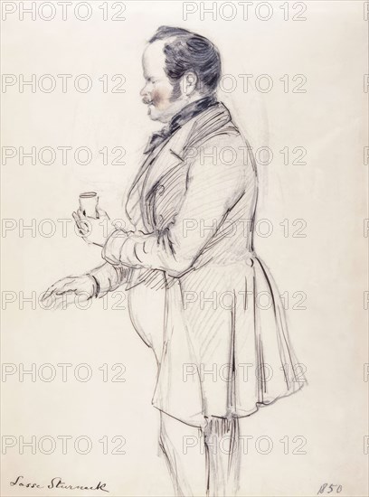 Man in Profile with a glass in his hand", 1850. Creator: Fritz von Dardel.