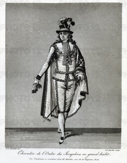 Chevalier de l'Ordre des Seraphins en grand habit, 1780s.  Creator: J F Martin.