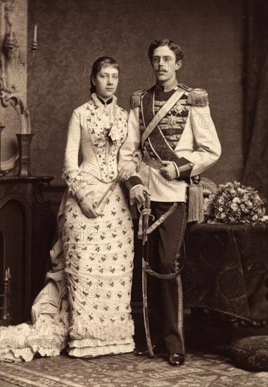 Cabinet portrait of Gustav V and Viktoria, 1881. Creator: Schulz & Suck.