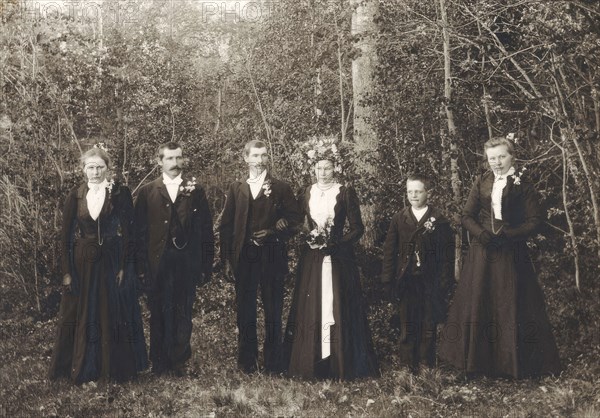 Wedding, Stensåsen, Lillhärdal parish, Härjedalen, 1902. Creator: A Sundien.