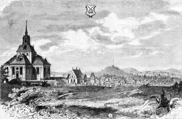 Söderhamn, burned by the Russians in 1721.  Creator: Unknown.