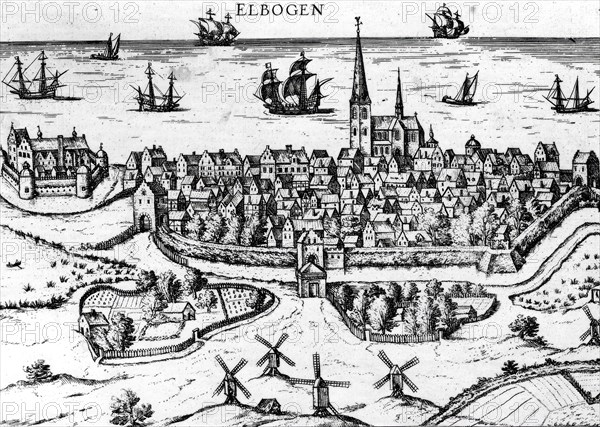 City view of Malmo from Samuel von Pufendorf's "De rebus a Carolo Gustavo gestis", pub.1696, (1941) Creator: Unknown.