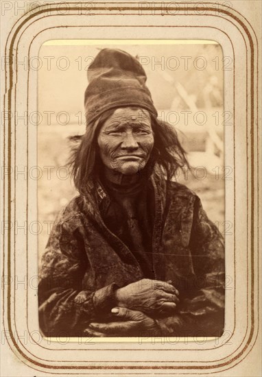 Inga Matsdotter Sjålsa, 76 years old, Sjokksjokk's Sami village, Jokkmokk's sn, 1868.  Creator: Lotten von Duben.