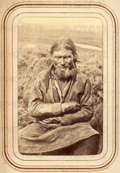 Portrait of Amund Persson (Menlös) Hunsi, 64 years old, Tuorpon Sami village, 1868. Creator: Lotten von Duben.