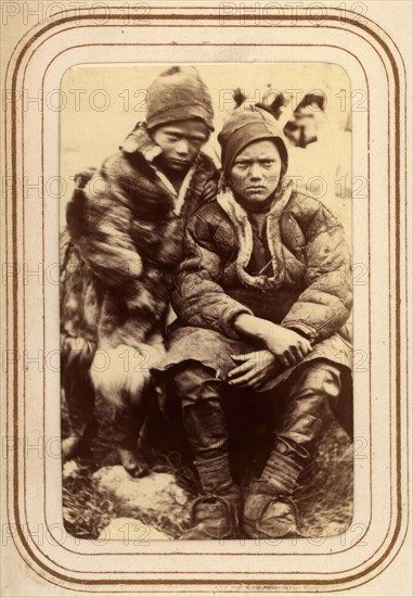 Per and Lotso Vannar's sons, Sjokksjokk's Sami village, Jokkmokk's son, 1868.  Creator: Lotten von Duben.