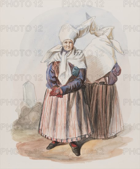 Apparel - Woman front and back. Östergötland, Finspång, Skedevi. (c1860s). Creator: Vilhelm Wallander.