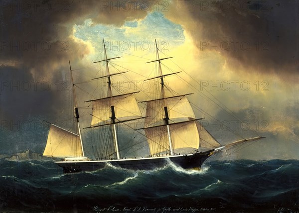 Bark Ship Eclipse, 1857. Creator: Franz Hunten.