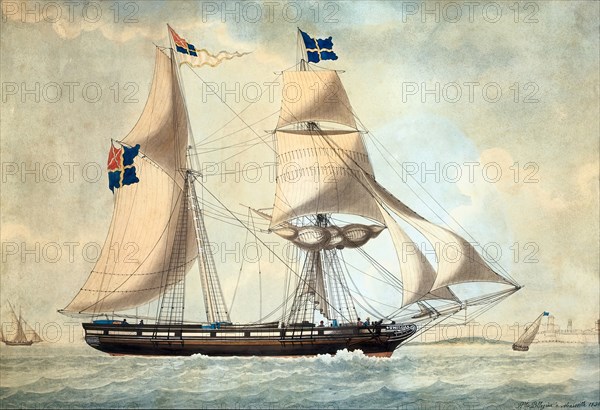 Schooner Thilda, 1830. Creator: Joseph Honore Maxim Pellegrin.