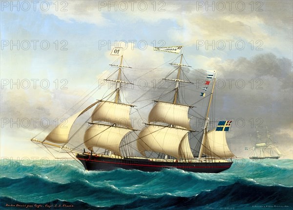 Barque Daniel, 1855. Creator: Petersen & Holm.