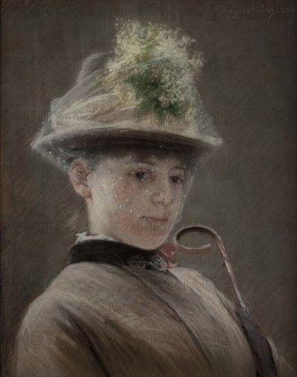 Young woman with hat, 1884. Creator: Robert Thegerstrom.