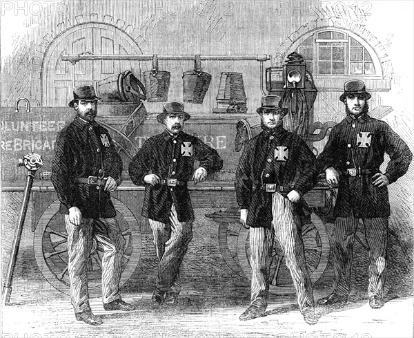 Members of the Coventry Volunteer Fire Brigade, 1862. Creator: Unknown.