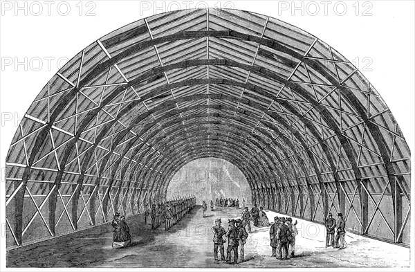 Volunteer Drill-shed at Birkenhead for the 1st Cheshire Volunteer Engineers, 1862. Creator: Unknown.