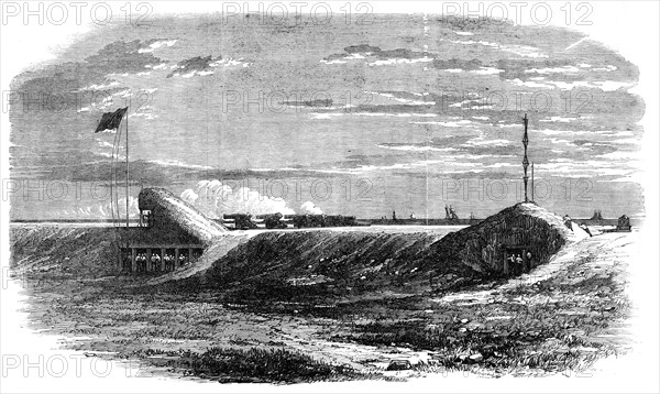 Testing heavy guns at Shoeburyness, 1862. Creator: Unknown.