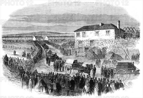 The New Hartley Pit Calamity: the funeral procession leaving Colliery Row for Earsdon..., 1862. Creator: Unknown.