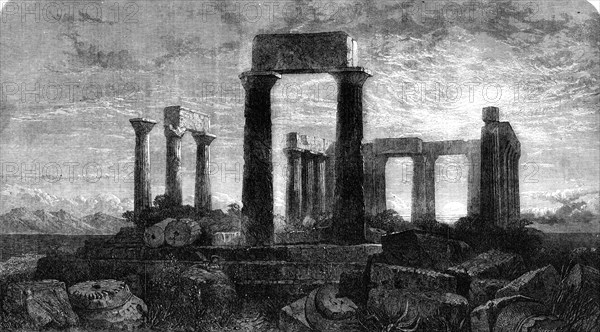 The Temple of Minerva in Aegina, Greece, by Harry Johnson, in the Gallery..., 1862. Creator: Mason Jackson.