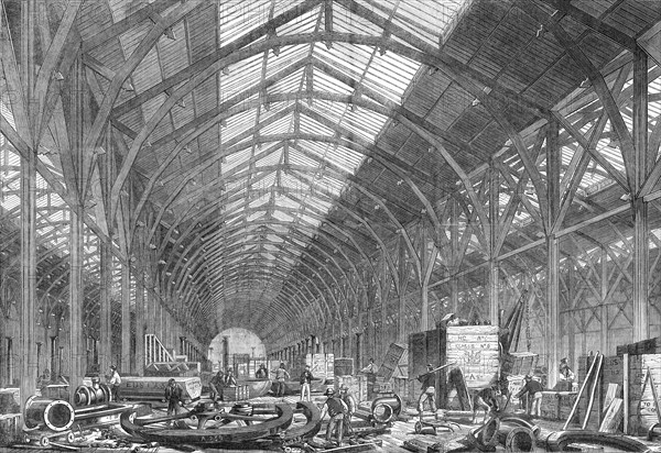 Progress of the International Exhibition Building: the Western Annexe, for machinery, 1862. Creator: Unknown.