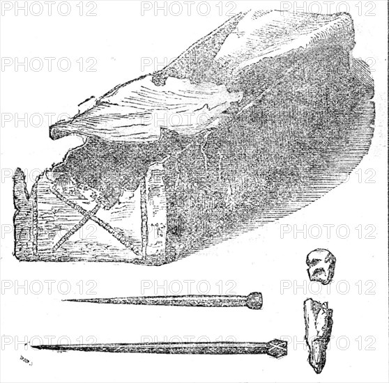 Roman leaden coffin found in Bethnal-Green, 1862. Creator: Unknown.