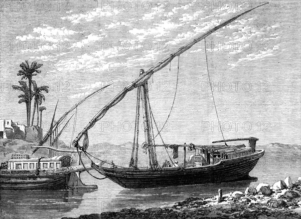 The Prince of Wales' Visit to Egypt: the Nile Boat - from a drawing by Frank Dillon, 1862. Creator: Richard Principal Leitch.