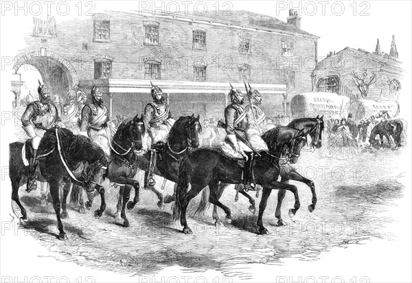 The annual change of the Household Brigade the Second Life Guards arriving at Albany..., 1862. Creator: Unknown.