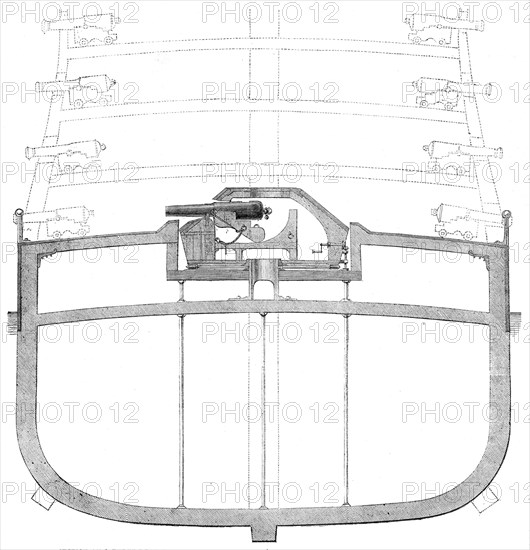 Section of a three-decker, showing Captain Coles's mode of altering the same into a shield..., 1862. Creator: Unknown.