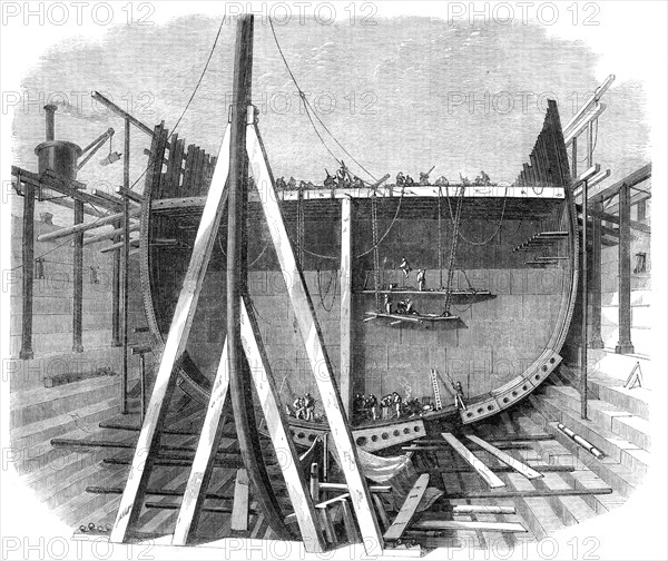 The new iron-clad fleet: framing of Her Majesty's steam-frigate Achilles, 50 guns, 1862. Creator: Unknown.