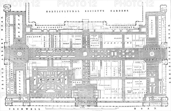 Ground plan of the International Exhibition Building, 1862. Creator: John Dower.