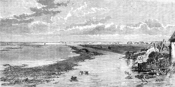 The Flood in the Fens: view from Islington Bridge, 1862. Creator: Unknown.