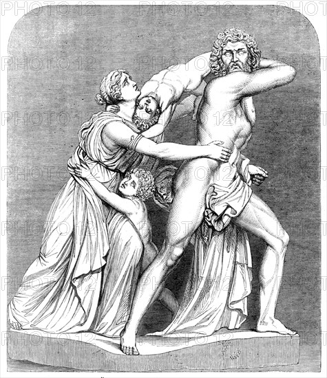 The International Exhibition: marble group by Flaxman - "The Fury of Athamas..., 1862. Creator: Unknown.