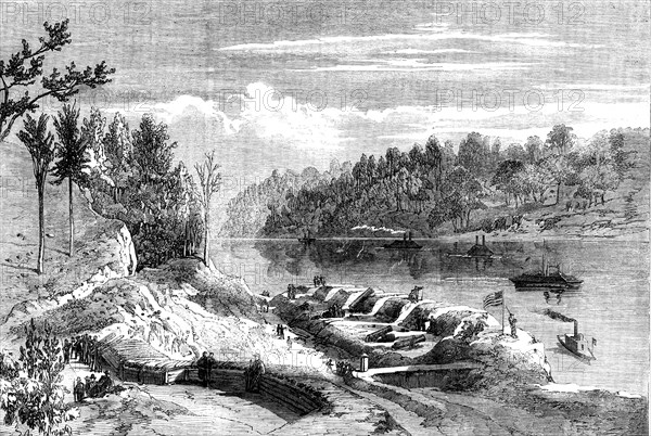 The Civil War in America - main battery at Fort Pillow..., 1862. Creator: Unknown.