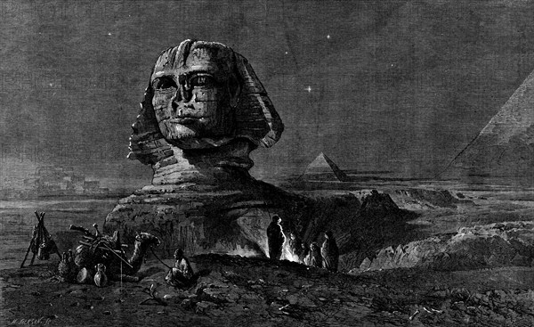 The Sphinx at Midnight, by Frank Dillon, in the exhibition of the Royal Academy, 1862. Creator: Mason Jackson.